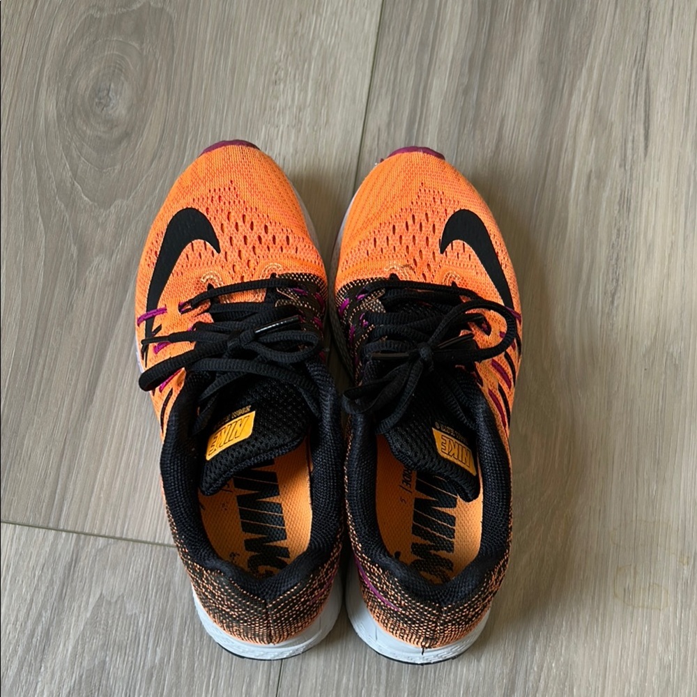 Nike Orange and Black Athletic Shoes with Breathable Mesh